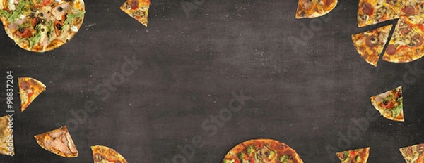 Obraz Pizza na tablicy - tło / baner