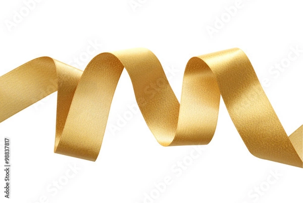 Fototapeta Golden ribbon border isolated on white, clipping path