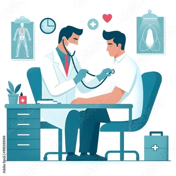 Fototapeta Flat Design Doctor Treating a Patient Illustration