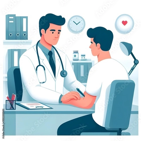 Fototapeta Flat Design Doctor Treating a Patient Illustration
