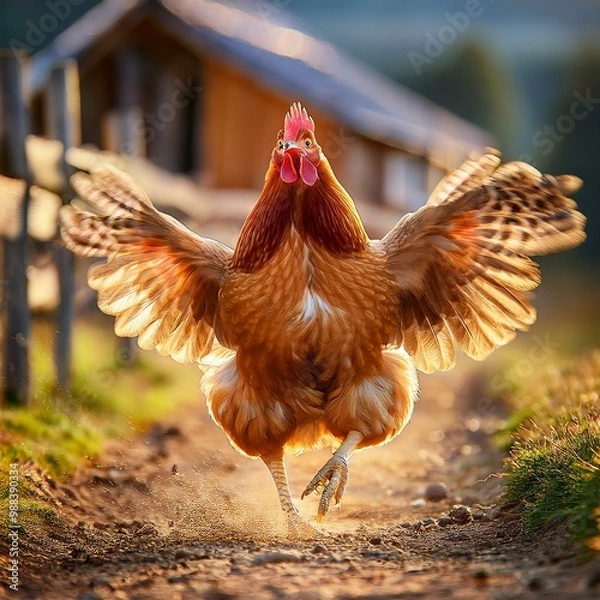 Obraz 농장에서 노는 중인 닭