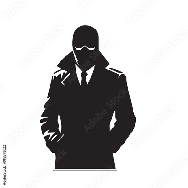 Obraz Espionage Shadow, Covert Figure, Stealth vector- Espionage Shadow silhouette 