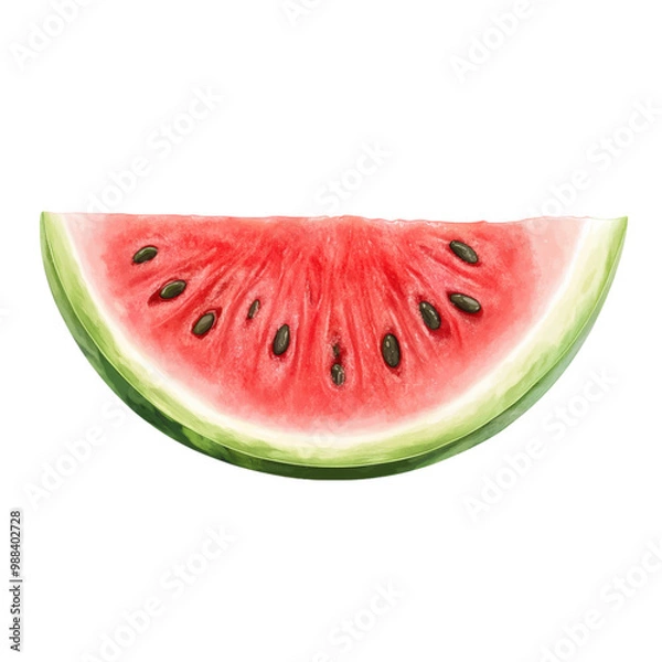Fototapeta Stylized slice of watermelon with seeds visible. png, transparent background.
