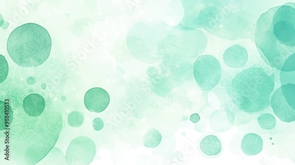 Fototapeta Serene Aquamarine Bubbles - Abstract Watercolor Texture