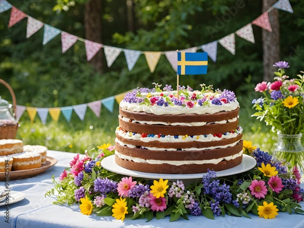 Fototapeta Joyful Swedish Midsummer: Celebration of Color and Tradition