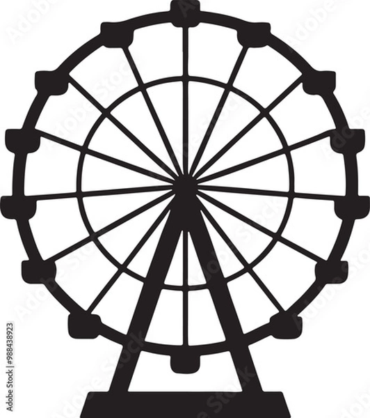Obraz Ferris wheel silhouette vector.