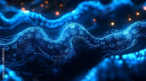 Obraz Abstract Blue Digital Wave Background