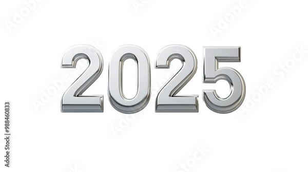 Obraz silver numerals 2025 on transparent background