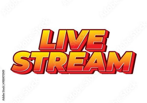 Fototapeta Live stream. Text effect in 3D style with modern colors