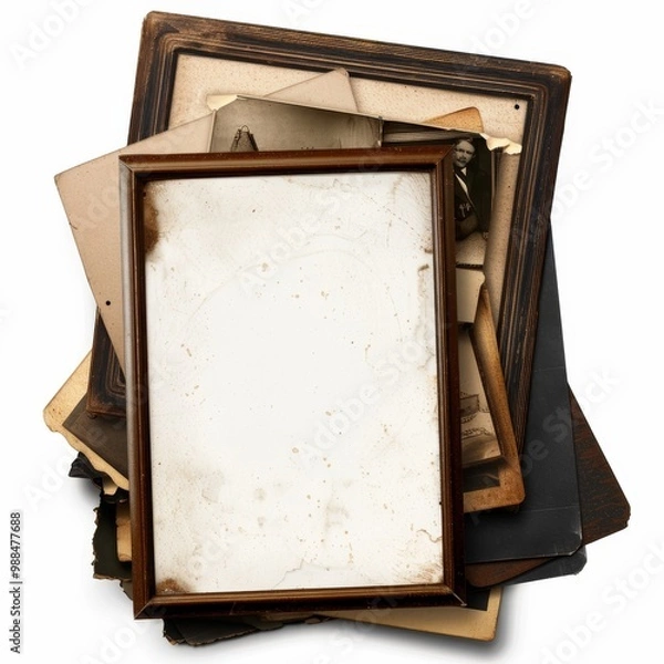 Obraz Stack of old photos mockup
