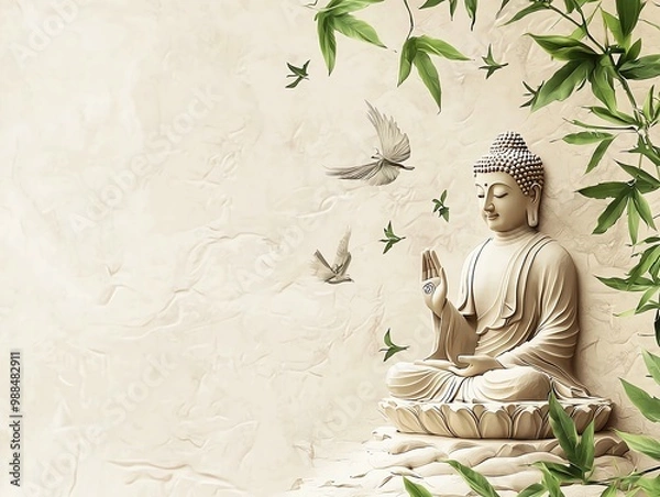 Fototapeta buddha purnima vesak background with copy space for