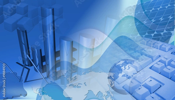 Obraz Statistik Blau mit Erdkugel