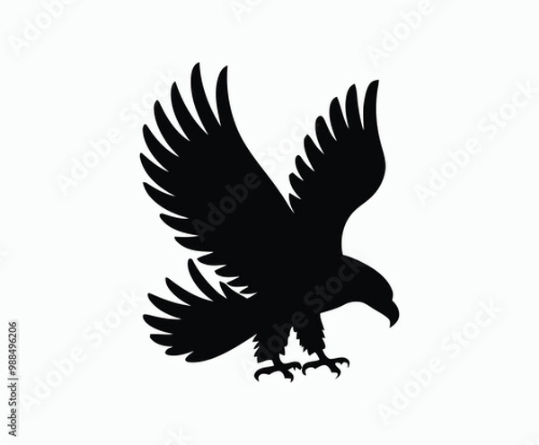 Fototapeta Bald eagle silhouette EPS vector isolated illustration and icon template on a white background