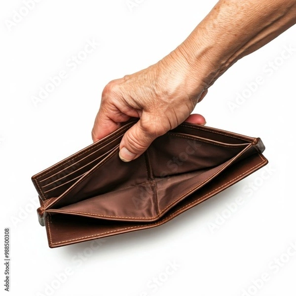 Fototapeta Hand Holding an Empty Wallet Symbolizing Financial Struggles