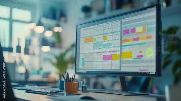 Obraz Project Management Software on a Computer Monitor