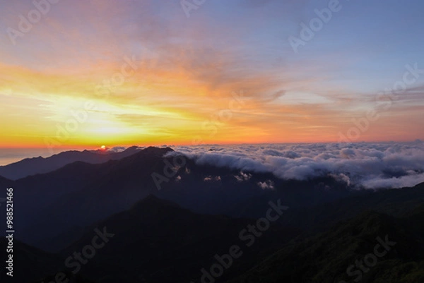 Obraz 石鎚山頂上からの朝焼けと御来光