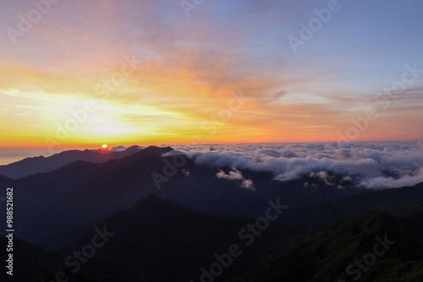 Obraz 石鎚山頂上からの朝焼けと御来光