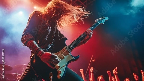Fototapeta Rock Guitarist Performing on Stage at Concert