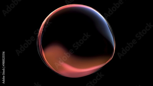 Fototapeta Floating Glass Bubble with Soft Light Red Liquid