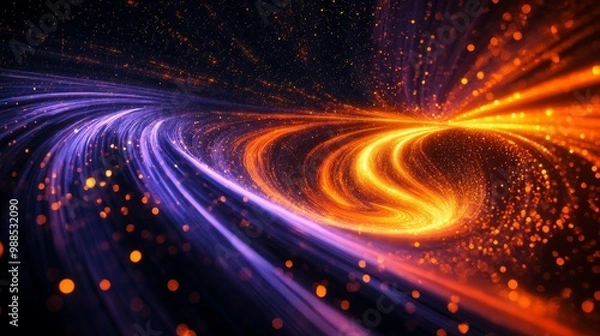Fototapeta Abstract Cosmic Spiral: Glowing Light Trails in Space
