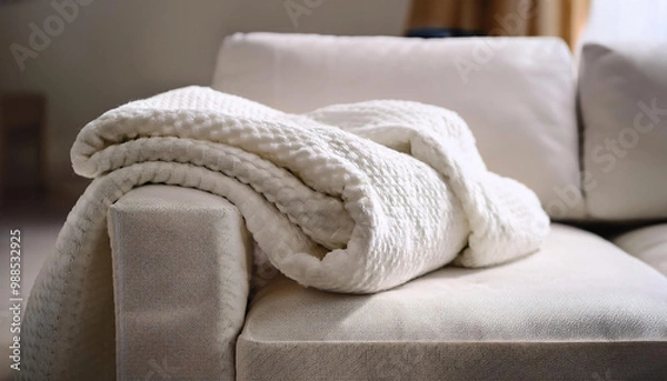 Fototapeta Neatly Folded Blanket on a Sofa