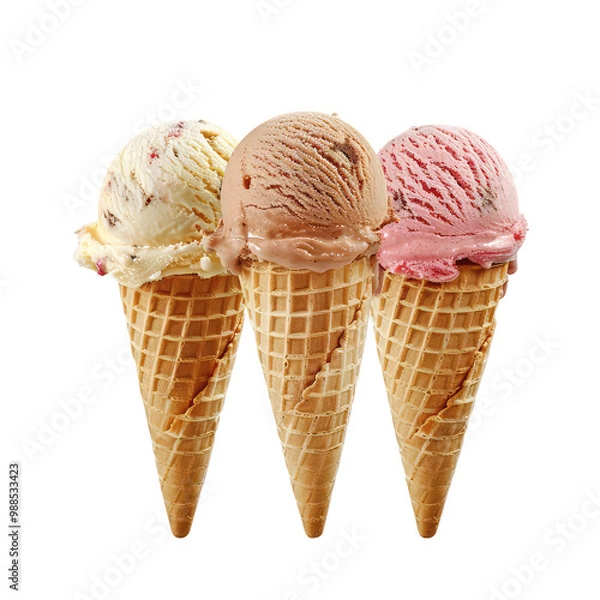 Fototapeta ice cream cone, isolated on transparent white background, clipping path