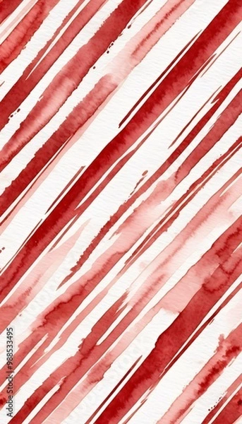 Fototapeta design seamless diagonal watercolour drawn sign warning festive drawing stripes olated card invitation white poster greeting grungy hand graphic art red clip element border print red ribbon stripes