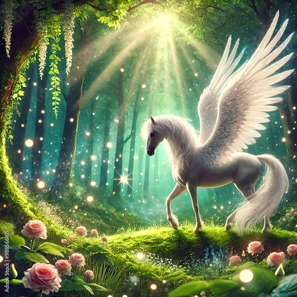 Obraz 幻想的なペガサス・正方形