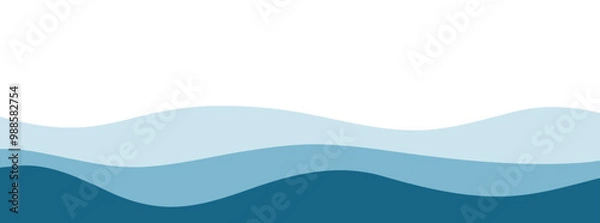 Fototapeta Water waves blue flow background vector image simple graphic illustration, abstract fluid wavy river pattern shape backdrop, ocean sea cartoon fun cute zigzag curve motion element, smoke decor idea
