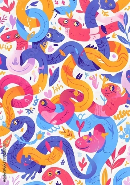 Fototapeta seamless pattern with birds and flowers
