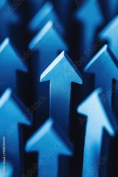 Fototapeta Upward Pointing Blue Arrows Group