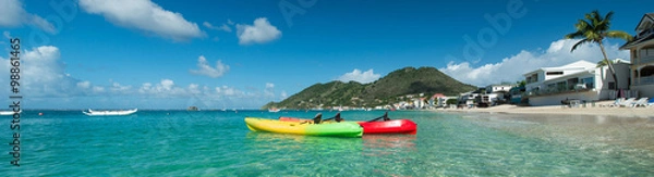 Obraz Colored Kayaks in a caribbean sea