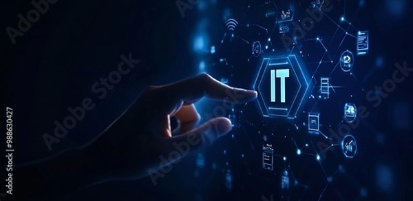 Fototapeta IT information technology concept on touchscreen, computer systems
