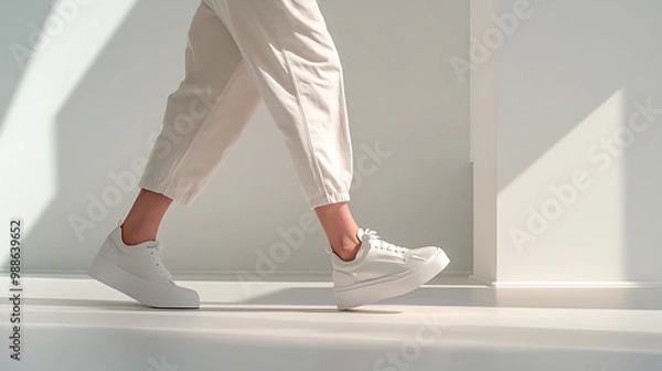 Obraz Stylish white sneakers in a modern minimalist setting