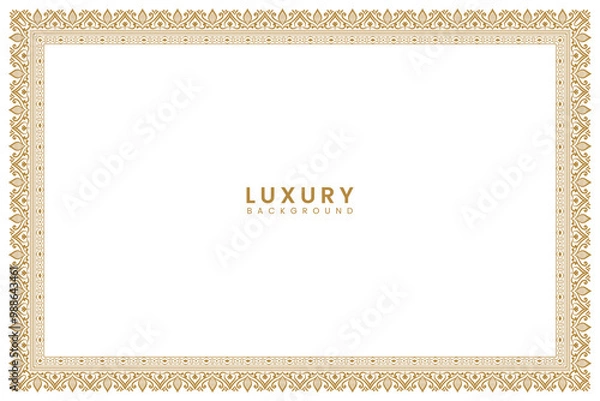 Fototapeta hand drawn page Golden vintage wedding invitation card islamic certificate border line pattern illustration frame