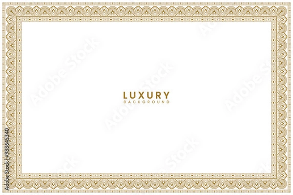 Fototapeta creative page Golden vintage wedding invitation card islamic certificate border line pattern illustration frame 