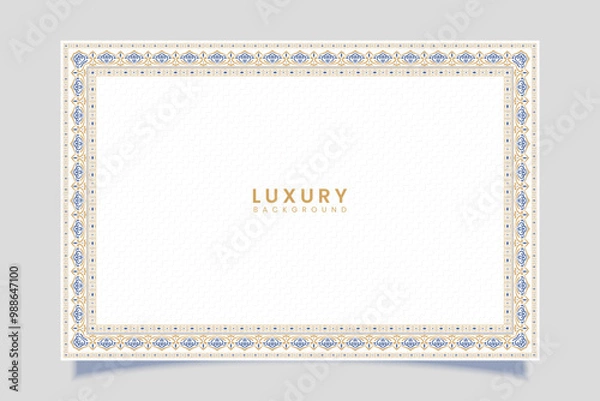 Fototapeta colorful page Golden vintage wedding invitation card islamic certificate border line pattern illustration frame