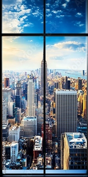 Fototapeta New York City Skyline View From Window