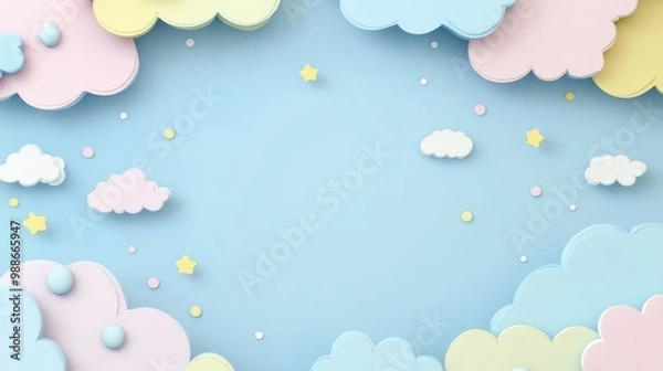 Fototapeta Whimsical Pastel Cloud Background with Copyspace