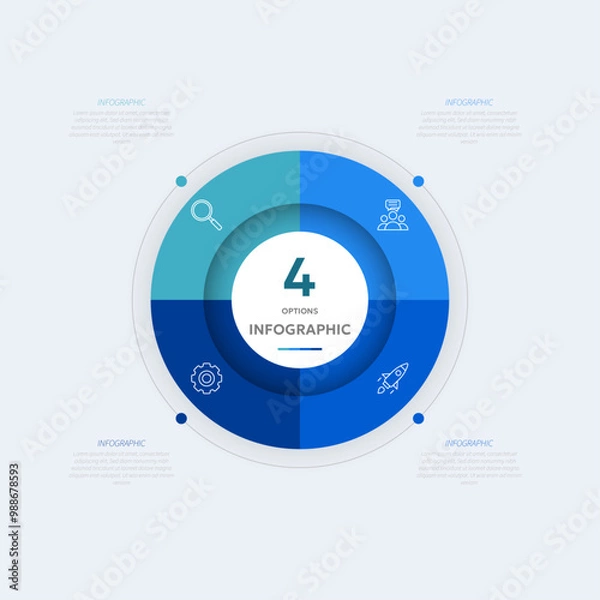 Obraz Circle infographic template with 4 options for presentations