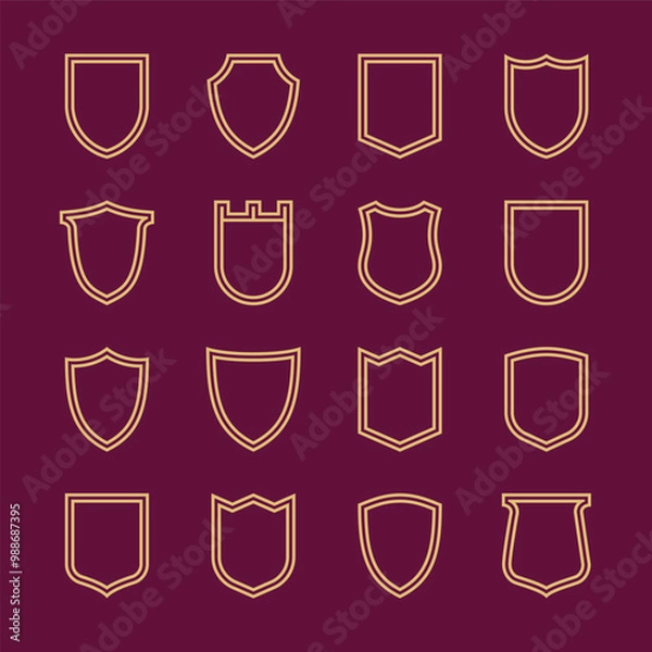 Fototapeta Collection of shield icon vector template double outline