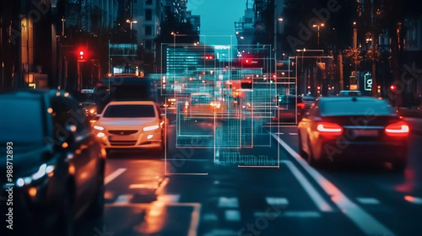 Fototapeta AI-Enhanced Real-Time Crime Analysis in Urban Surveillance, Utilizing Advanced Technology for Predictive Policing, Public Safety, and Data-Driven Security Solutions in City Environments