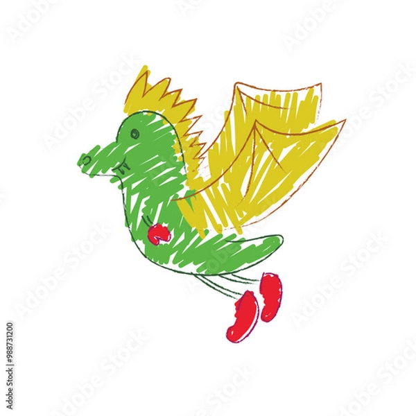 Fototapeta Little dragon fly. Sketch. Child illustration