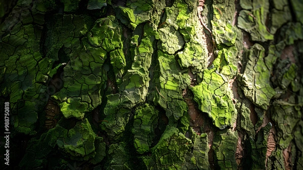 Fototapeta Close Up of Green Tree Bark Texture