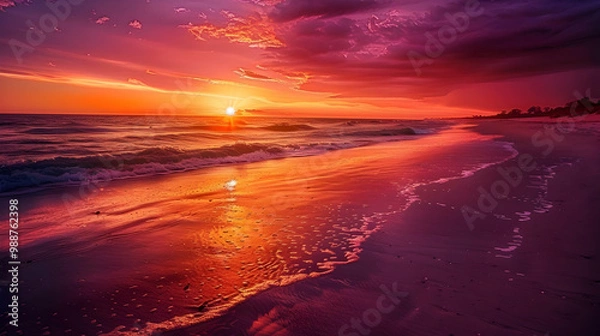 Obraz Stunning Sunset Over a Sandy Beach