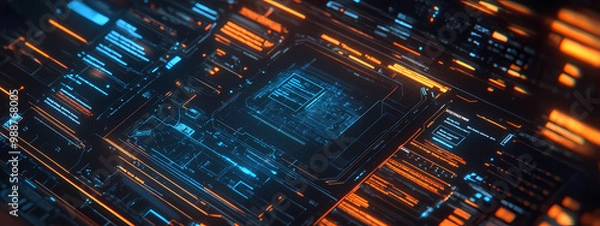 Fototapeta Real-Time Analytics Interface with Neon Highlights