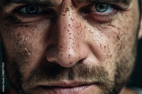Fototapeta Close up portrait of a face with skin problem dermatology imperfections generative AI