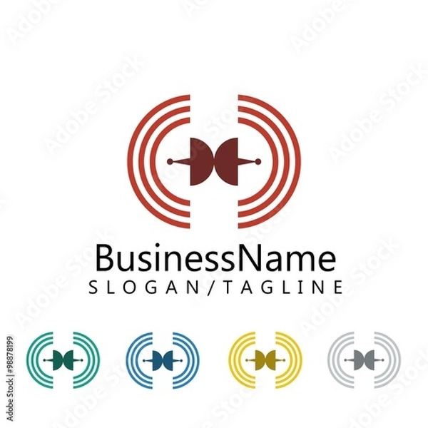 Fototapeta network technology logo icon vector