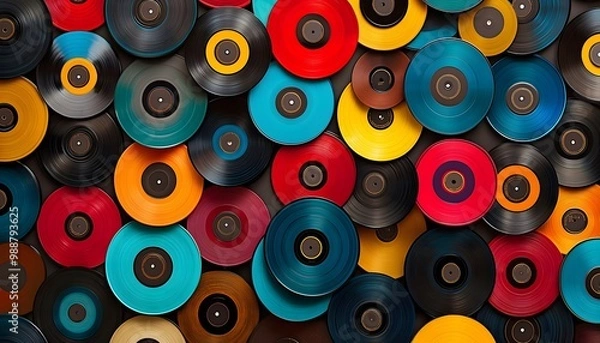 Fototapeta A vibrant and seamless pattern of colorful vinyls