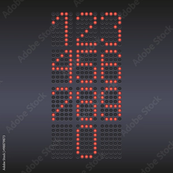 Fototapeta Colorful red LED display with numbers.